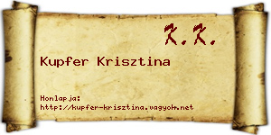 Kupfer Krisztina névjegykártya